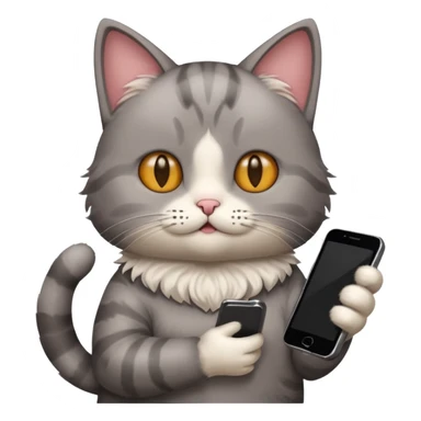 Cat with a phone in its hands sticker