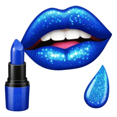 blue lipstick with glitter sticker