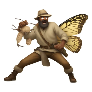 Mountain man fighting moth man sticker