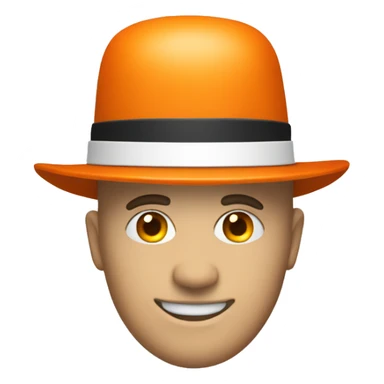 orange bowler hat with white band sticker