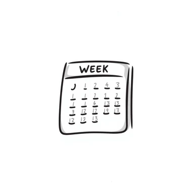 week calendar icon with seven columns for days hand drawn doodle style sticker
