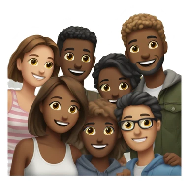 Group of friends enjoying outdoor selfies sticker