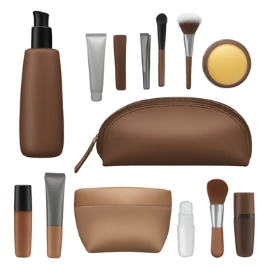 Brown Cosmetic Bag with cosmetics sticker