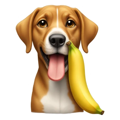Dog holding a banana sticker