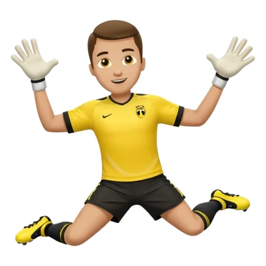 soccer goalkeeper yellow shirt, shorts football boots arms out sticker