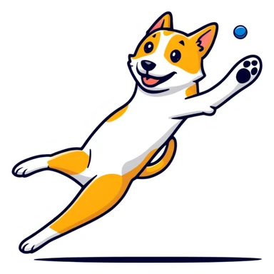 dog jumping to catch ball sticker