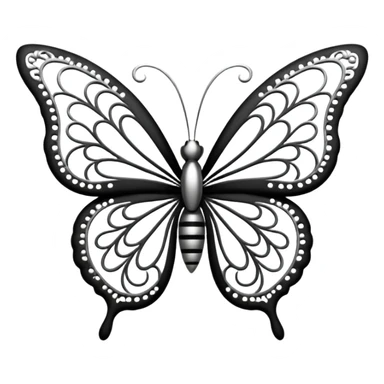 Black and silver filigree butterfly divider, 3D, extremely detailed design sticker
