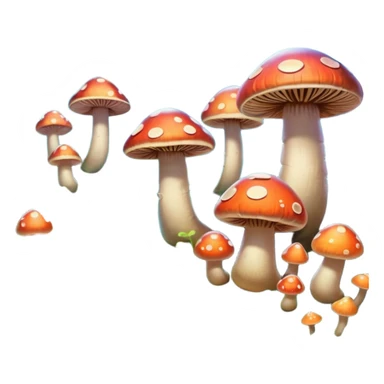  "A whimsical mushroom world filled with giant glowing mushrooms, soft bioluminescent spores floating through the air, and friendly oversized snails with colorful spiral shells exploring the landscape. Fantasy atmosphere, vibrant colors, dreamy lighting, highly detailed sticker