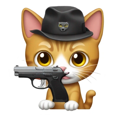 Cat shooting gun sticker