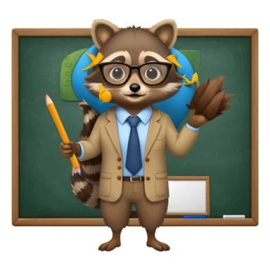 Racoon teacher full body near school board sticker