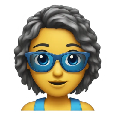 Chica con el pelo azul y gafas sticker