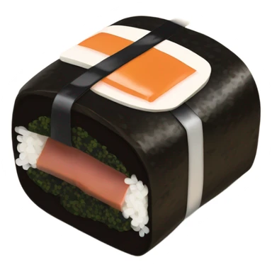 Spam musubi with rice, a slice of spam wrapped in nori sticker