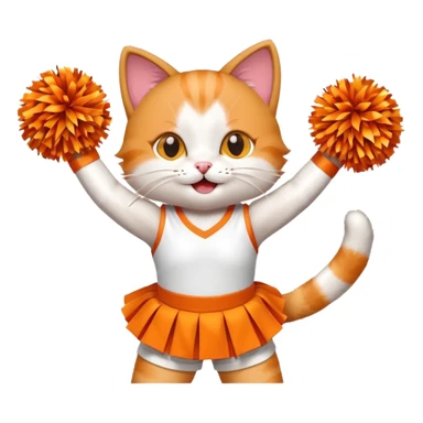 A cat in a tiny cheer outfit shaking pom-poms with bright enthusiasm. sticker