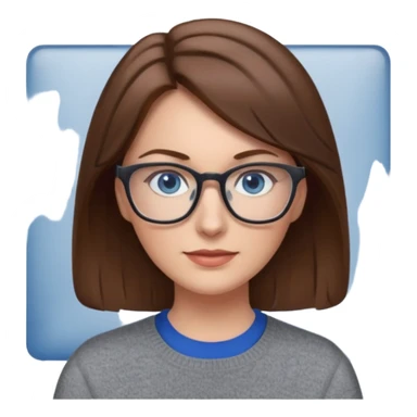 brown hair blue eyes glasses teacher female sticker