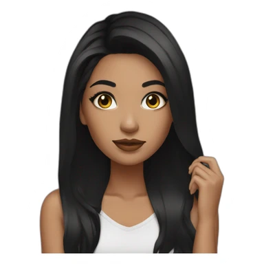 Eyeliner girl black hair sticker