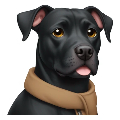 all black pitbull lab mix in winter with coat sticker