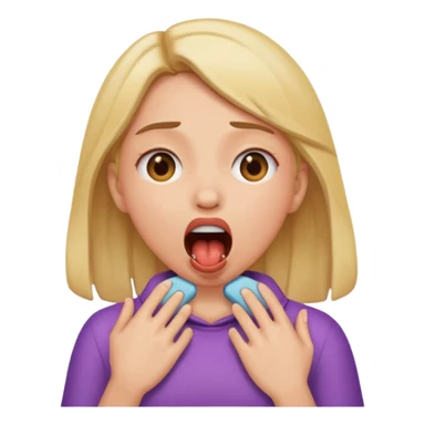 make me an emoji with a girl chocking herself out with her mouth open  sticker
