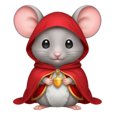 baby grey mouse, in magic red cloak sticker