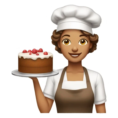 Girded cake baker woman, light brown skin and brown hair sticker