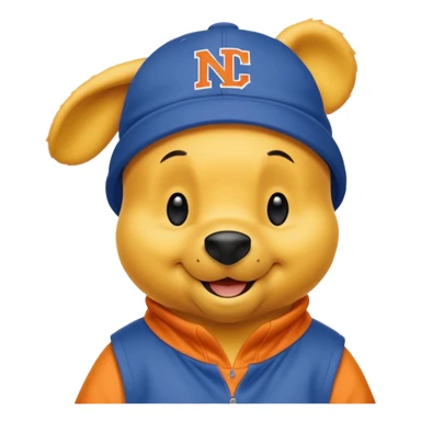 Winnie the Pooh wearing a Knicks hat sticker