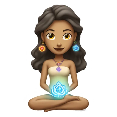Light skin woman with 7 chakra symbols meditation  sticker