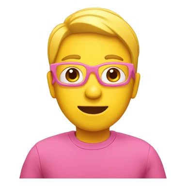 yellow person wearing pink holding ipad sticker
