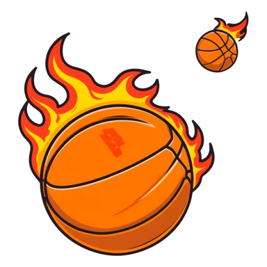 basketball on fire sticker