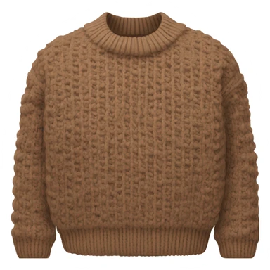 Brown cropped oversize wool sweater, isolated sticker