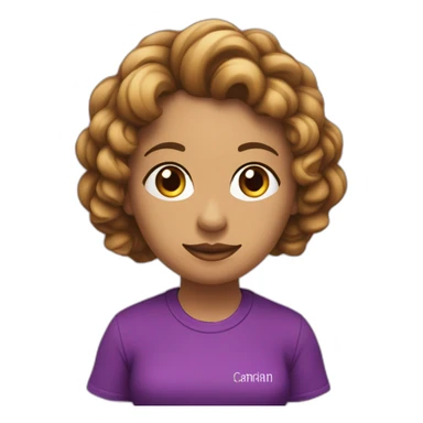 mujer cabello liso marron con ondas y camiseta morada con letras 4tech sticker