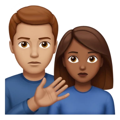 Une homme châtain possessif qui essaye d’attraper le cou de sa femme brune sticker