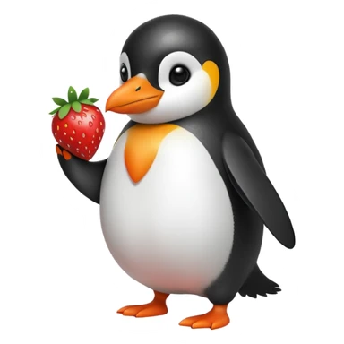 Penguin strawberry sticker