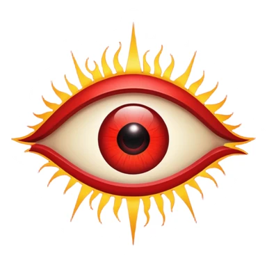Occult eye symbol glowing red, protective ward, minimal esoteric design sticker