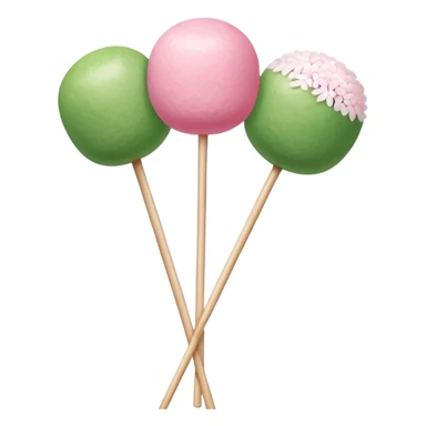 Traditional hanami dango with three colorful rice balls on a stick showing pink, white, and green colors sticker