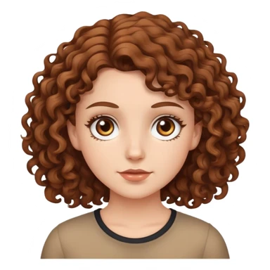 white girl with brown curly hair and brown eyes sticker