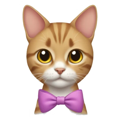 Cat with bow on head with owner sticker