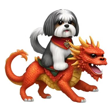 shih tzu riding a dragon  sticker
