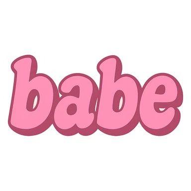 the word 'babe' in playful, bold pink text style, no background sticker