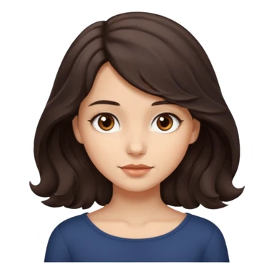 Make a girl with shoulder length wavy very dark cool toned brown hair with brown  sticker