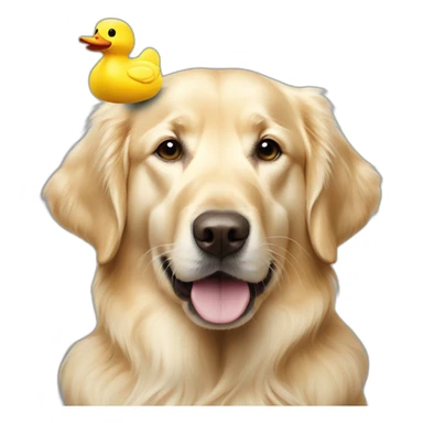 English-cream-golden-retriever with toy duck sticker