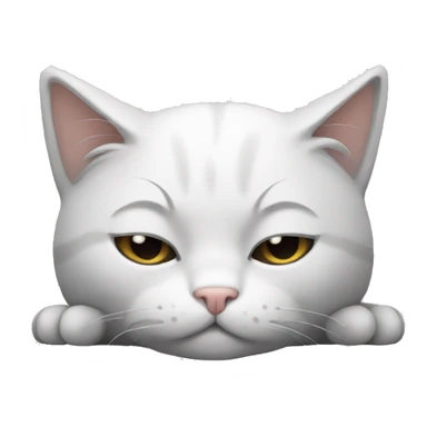 White gray cat sleeping  sticker