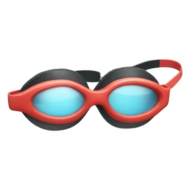 swimming goggles with red frame，cat-eye or spindle-like form sticker
