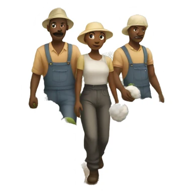 people in a cotton field sticker