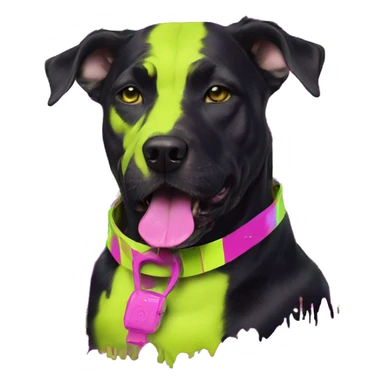 .Zombie_ Vaporwave black holographic oilslick zombie dog yellow caution tape graffiti neon yellow stripes sticker