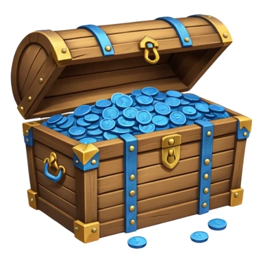 treasure chest of blue coins sticker