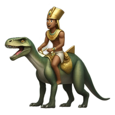 pharaoh riding a dinosaur  sticker