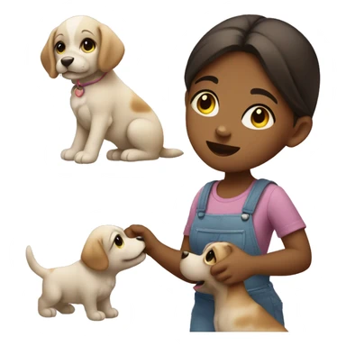 Cute girl haggling a puppy  sticker
