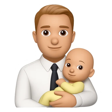 Edit the image to show the man holding a baby in his arms. Keep the same style and transparent background. sticker