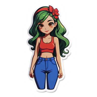 Hot girl with vines for an outfit  sticker