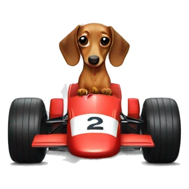 mini dachshund in an formula one car  sticker