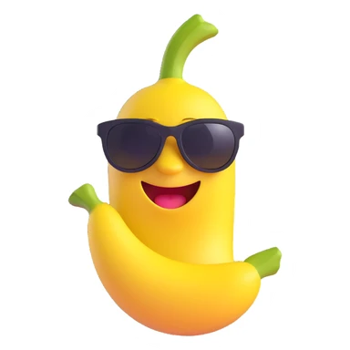 Add cool black sunglasses to the joyful banana, keep the 3D emoji style and no background. sticker
